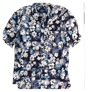 Tropical Flower Short Sleeved Button Up